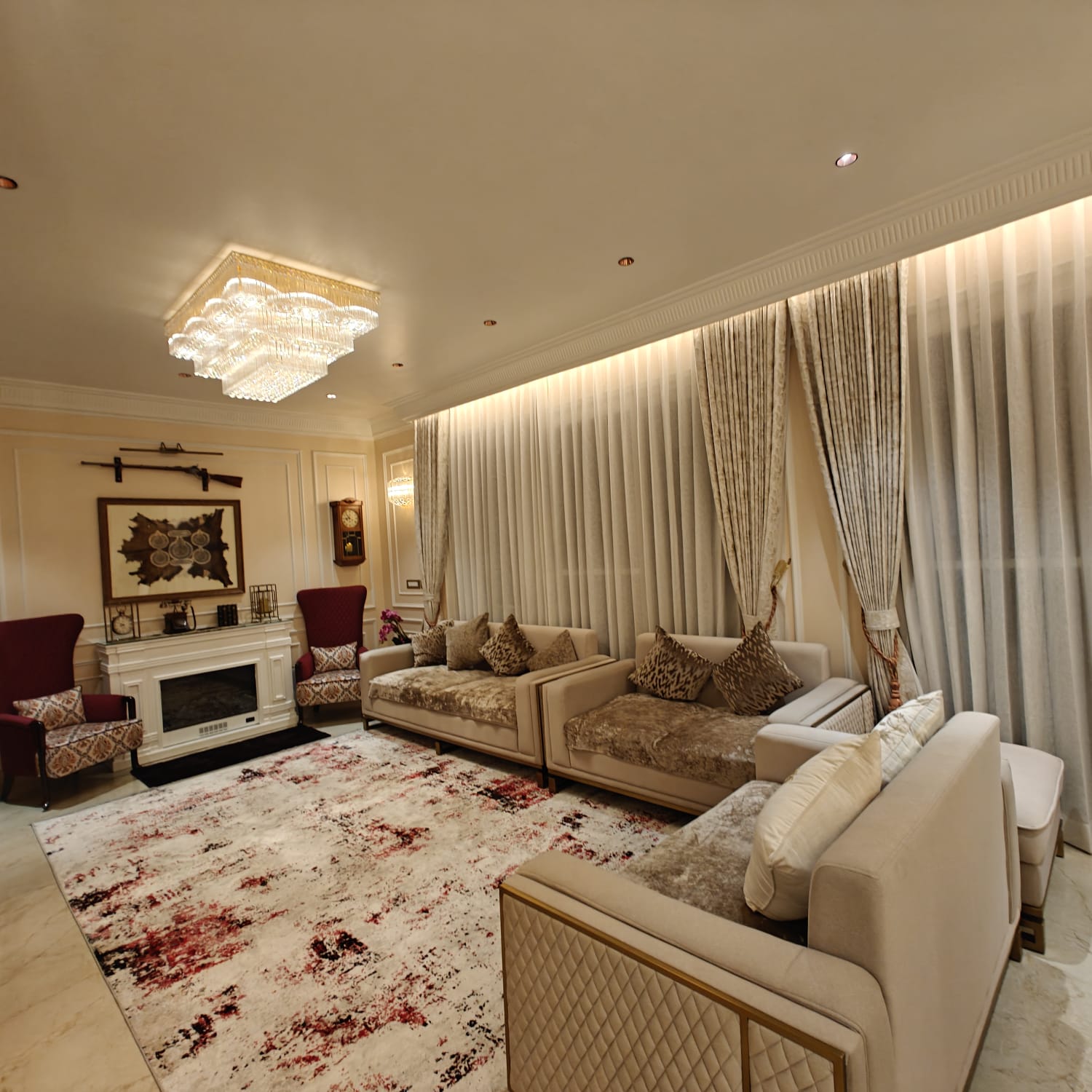 Luxury living room with fireplace — INKA interior design