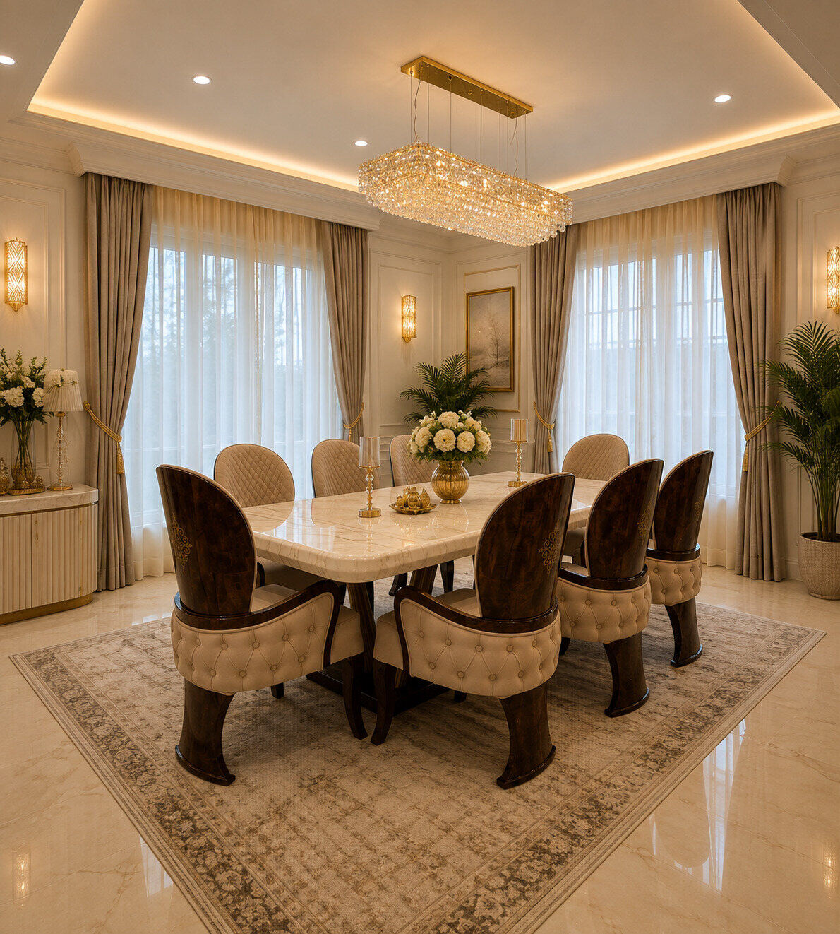 Grand 8-seater dining room — INKA interior design Bengaluru