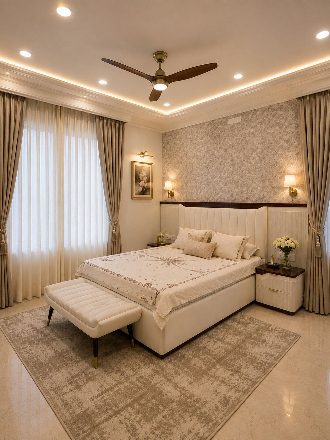 Guest bedroom floral wallpaper INKA interior Bengaluru