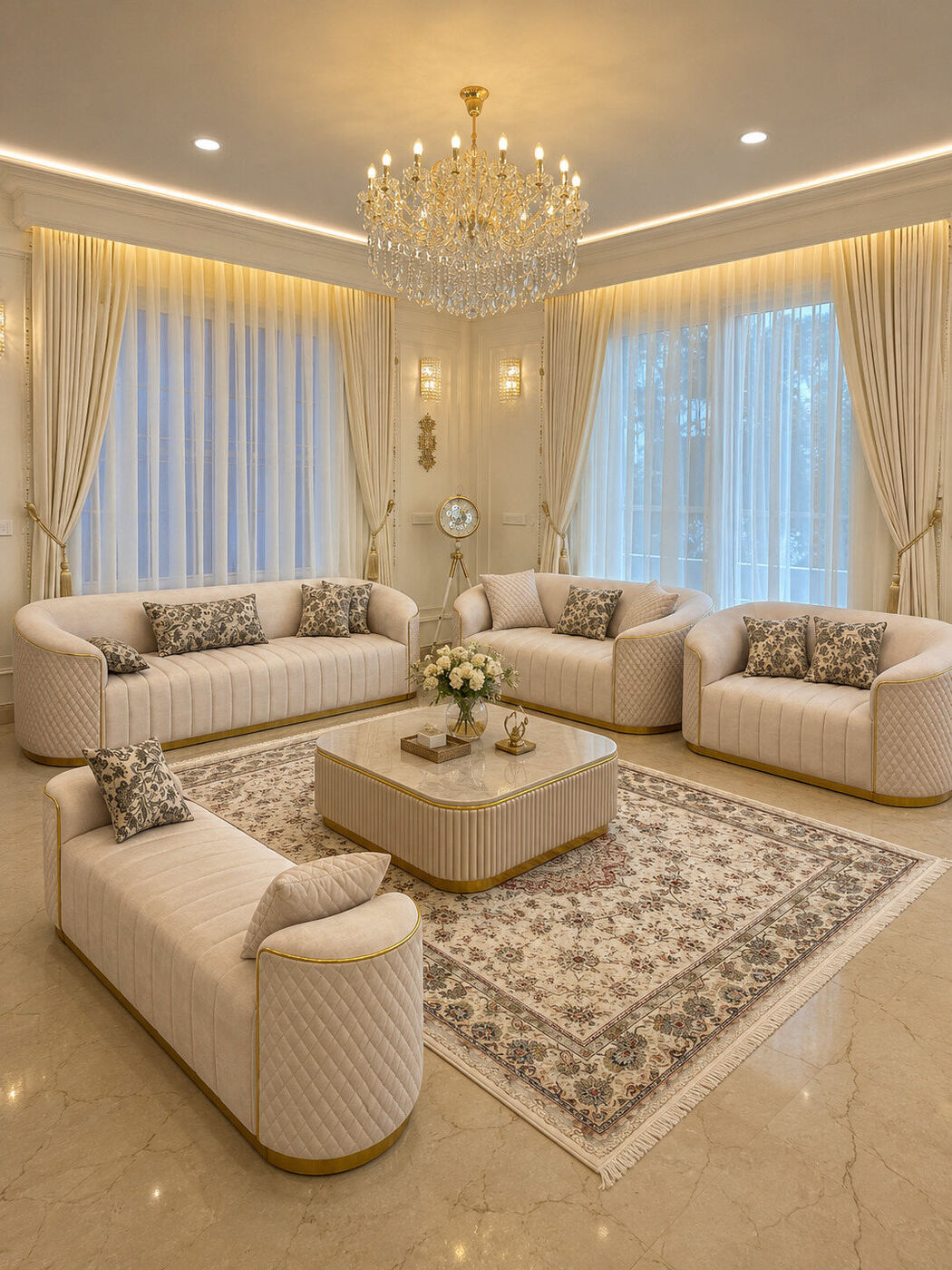 Contemporary curved sofa living room INKA interior Bengaluru