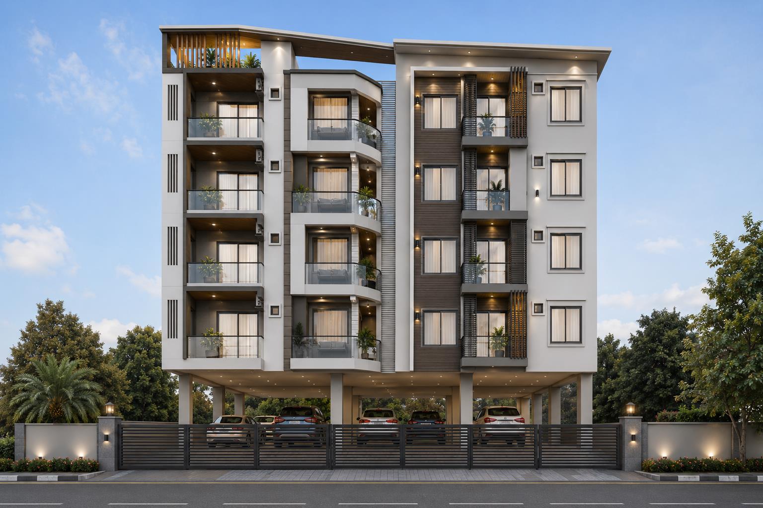G+4 Apartment curved corner facade Bengaluru INKA Developers